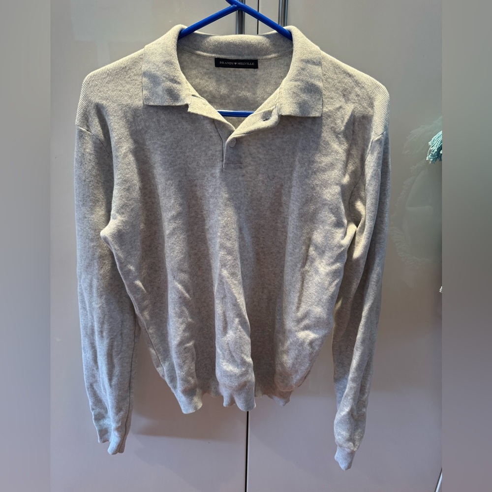 Brandy Melville Light Gray Polo Sweater - like new